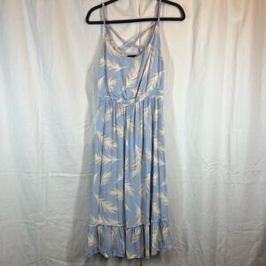 Torrid feather challis shirred tie criss cross back ruffle hem midi sun dress